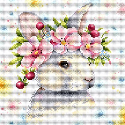 Кролик в цветах. Стразы