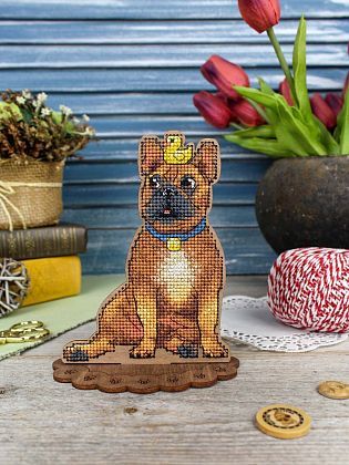 Французский бульдог и уточка