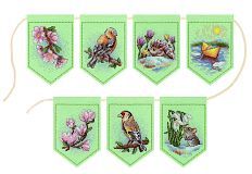 Весенняя гирлянда (7 флажков)